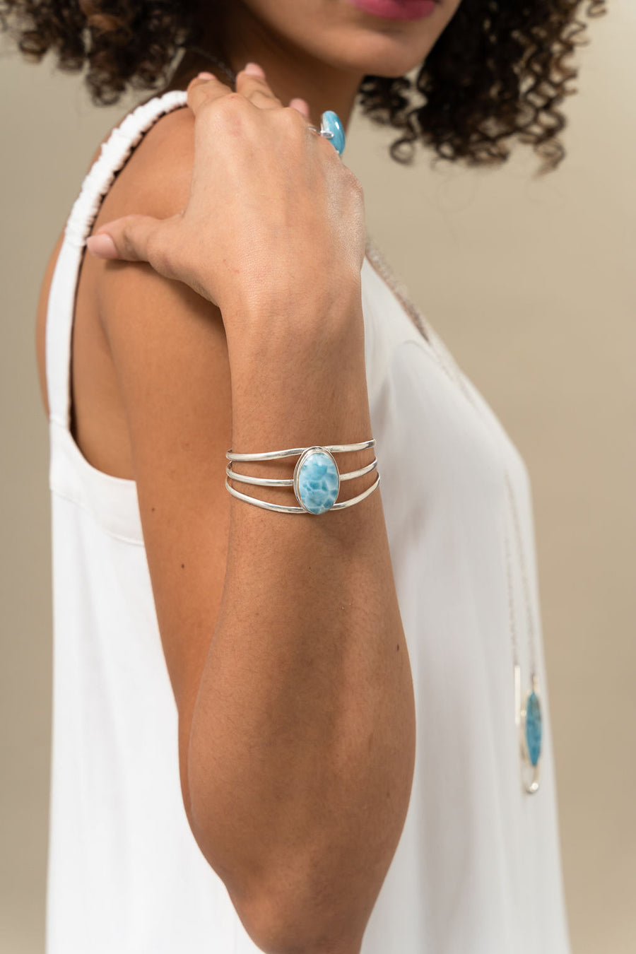 Love Larimar Triple Bangle Cuff