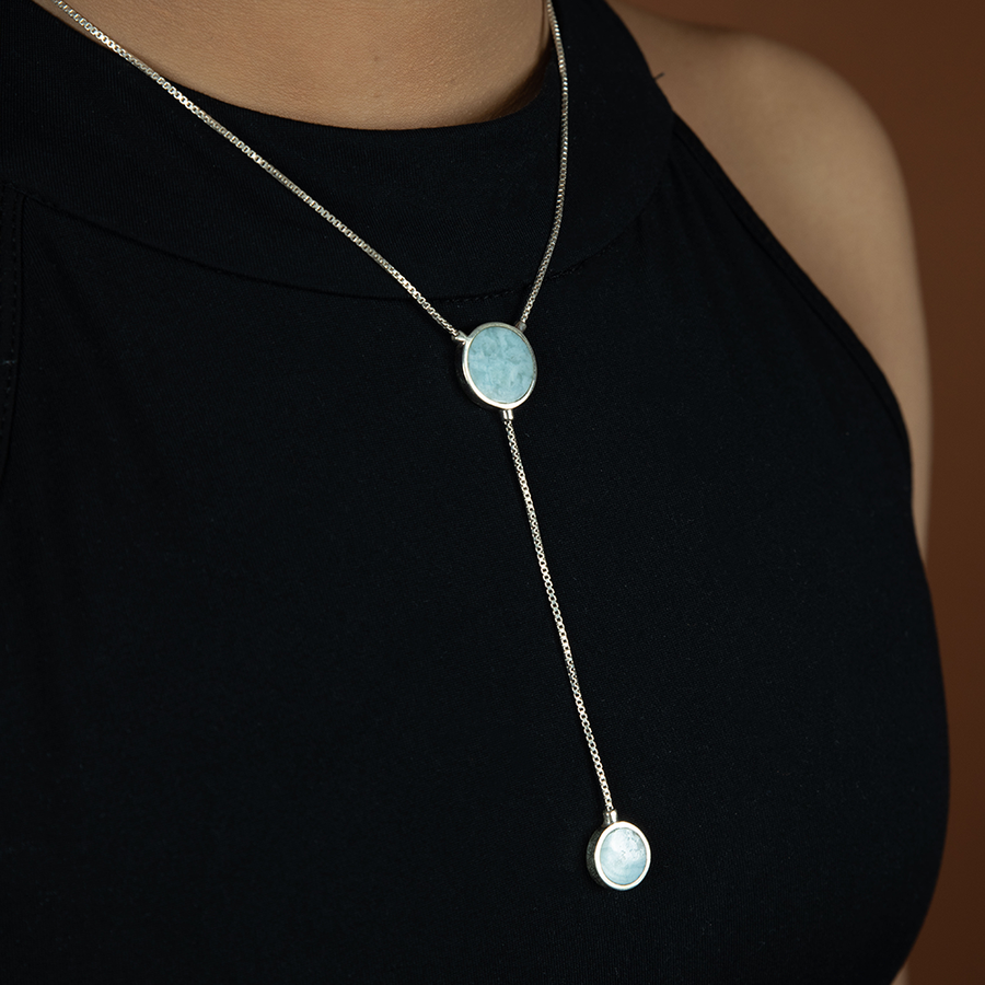 Water Droplets Y Necklace